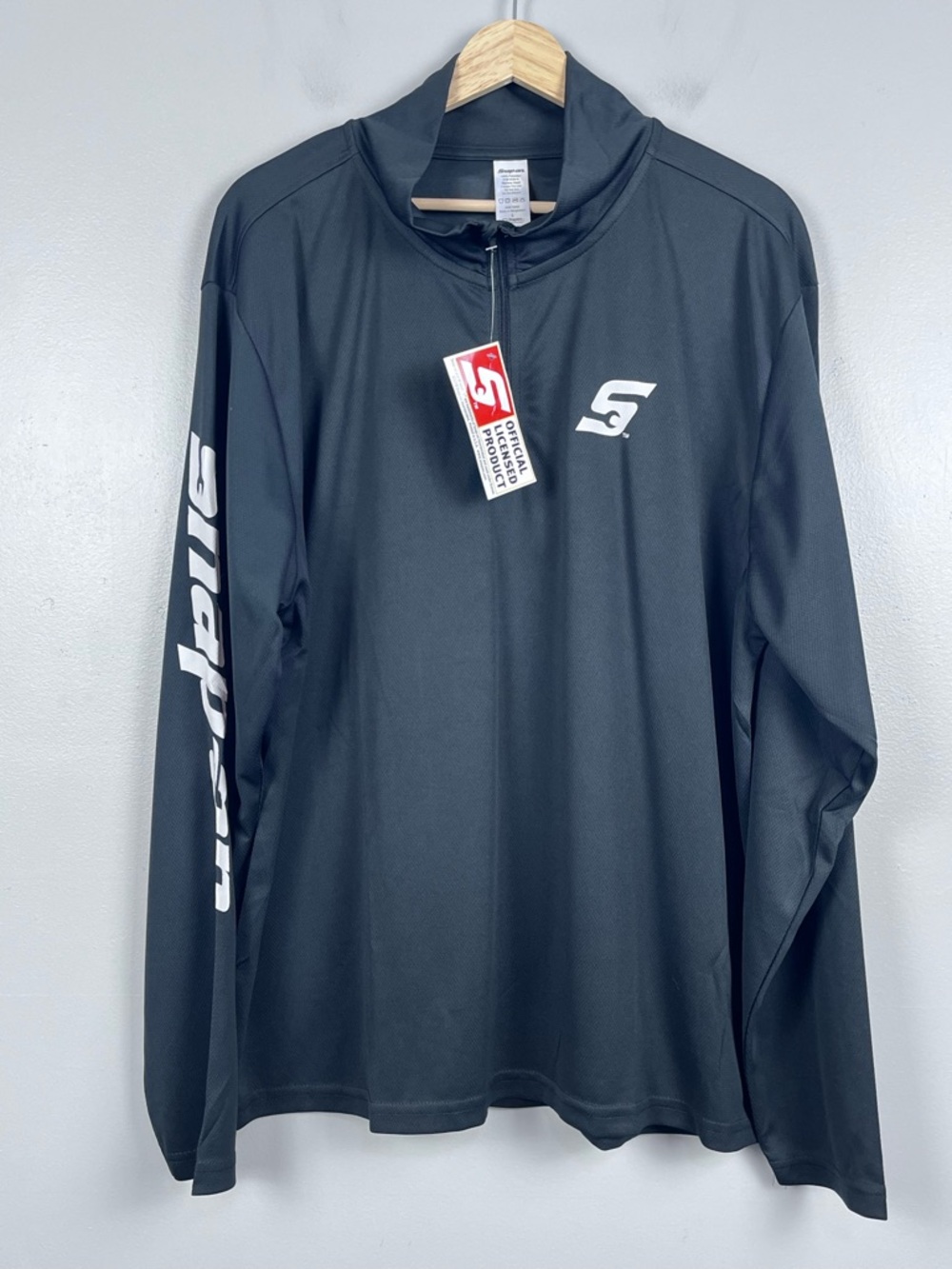 NWT Snap On Men's Black Lightweight 1/4 Zip Long Sleeve Pullover Size L Mechanic